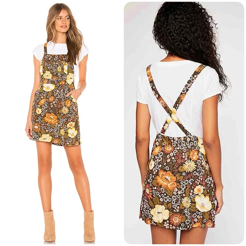 EUC Spell & the Gypsy Collective Mustard Desert Daisy Pinafore Mini Dress